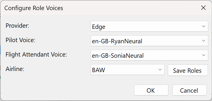 BAW uses Ryan for Pilot and Sonia for Flight Attendant on the Edge provider.
